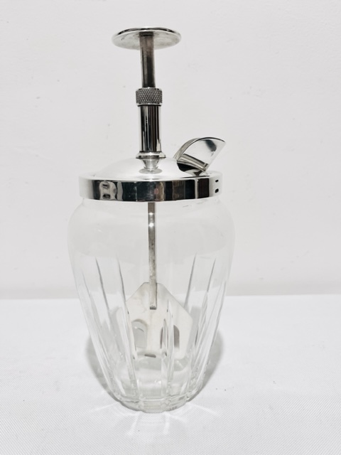 Vintage Silver Plated and Cut Glass Cocktail Mixer