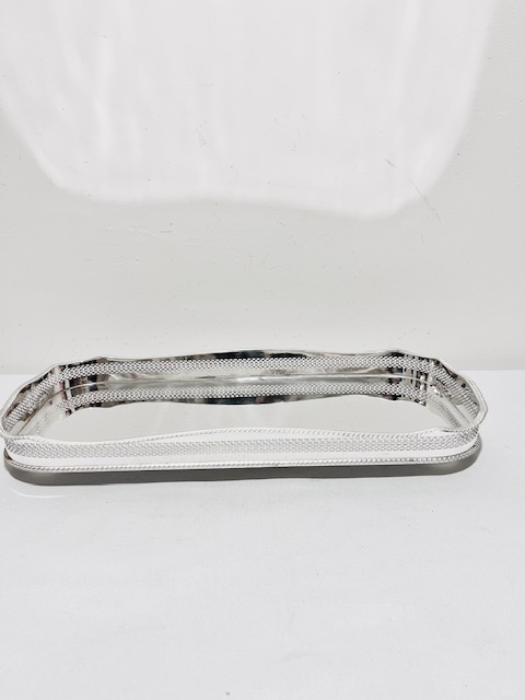 Vintage Silver Plated Long and Rectangular Gallery Tray
