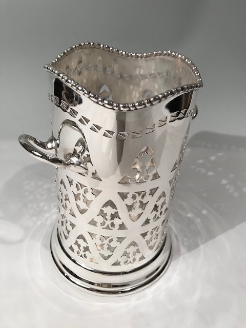 Silver Plated Wine Bottle Holder with Pierced Body