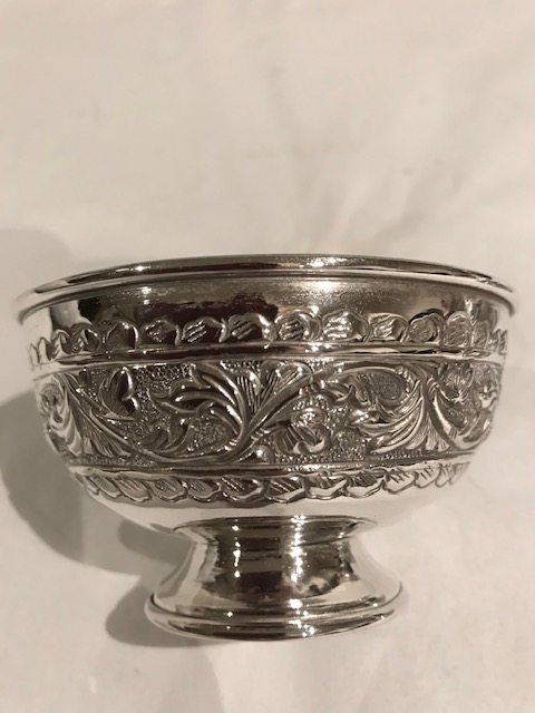 Pair Heavily Embossed Silver Plated Small Bowls