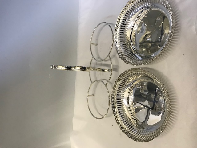 Unusual Antique Silver Plated Two Dishes Cake Stand