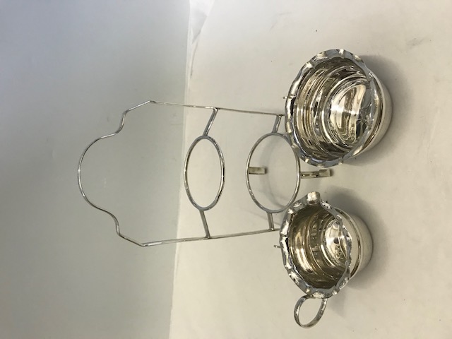 Antique Silver Plated Two Tier Novelty Cream and Sugar Stand
