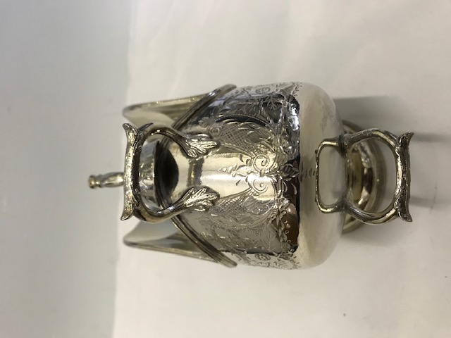 Antique Silver Plated Sugar Scuttle with Original Gilded Interior