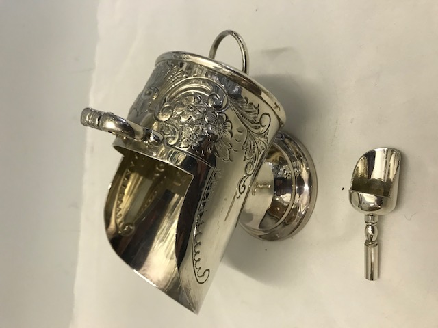 Antique Silver Plated Helmet Shaped Sugar Scuttle