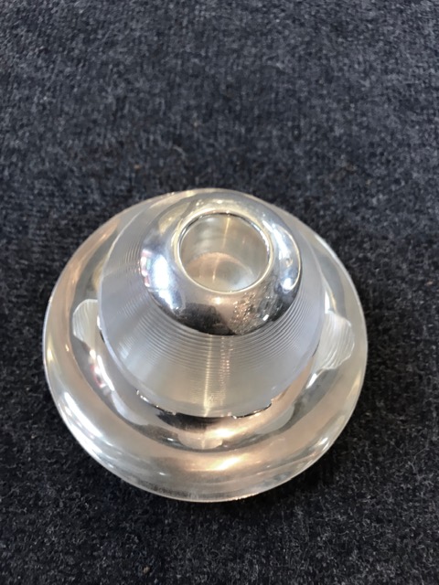 Large Silver Plated Ball Shaped Ribbed Glass Match Striker in Stand