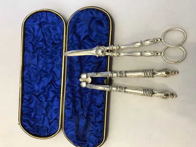 Antique Silver Plated Boxed Fruit and Nut Set