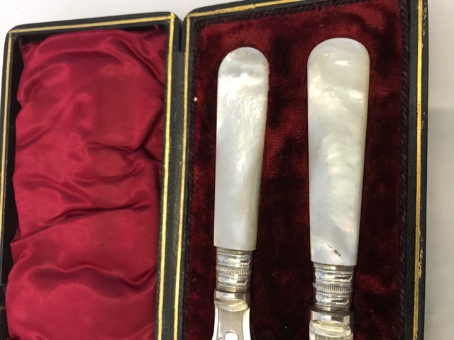 Silver Plated Boxed Butter Knives with Mother of Pearl Handles