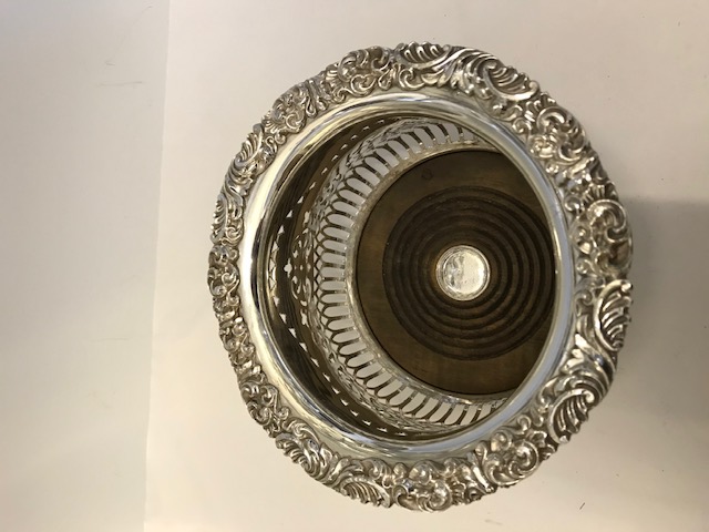Antique Silver Plated Champagne Coaster Elaborately Mounted with Pierced Sides