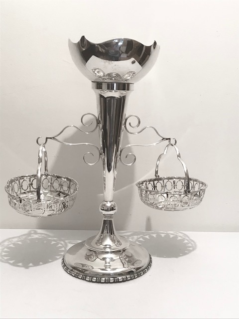Antique Silver Plated Epergne with Detachable Hanging Baskets