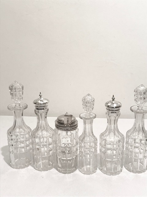 Antique Martin Hall & Company Silver Plated 6 Bottle Cruet and Stand