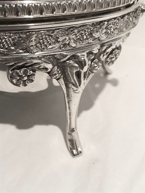 Antique Silver Plated Round Butter Dish