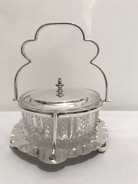 Antique Moulded Glass and Silver Plated Jam or Preserve Dish