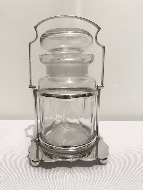 Vintage Glass Pickle Jar Sitting Within Original Silver Plated Stand