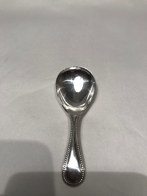 Antique Silver Plated Tea Caddy Spoon with Beaded Decoration