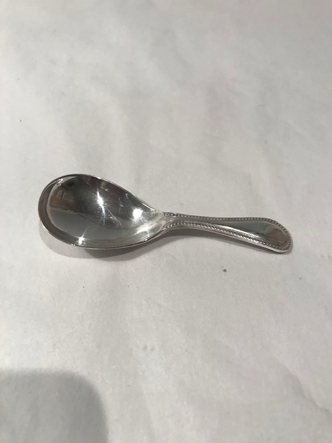 Antique Silver Plated Tea Caddy Spoon with Beaded Decoration