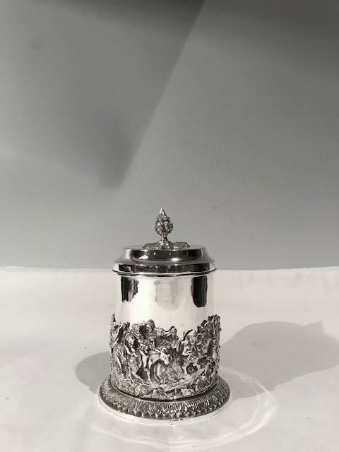 Antique Silver Plated Box with Applied Relief of a Farm Scene