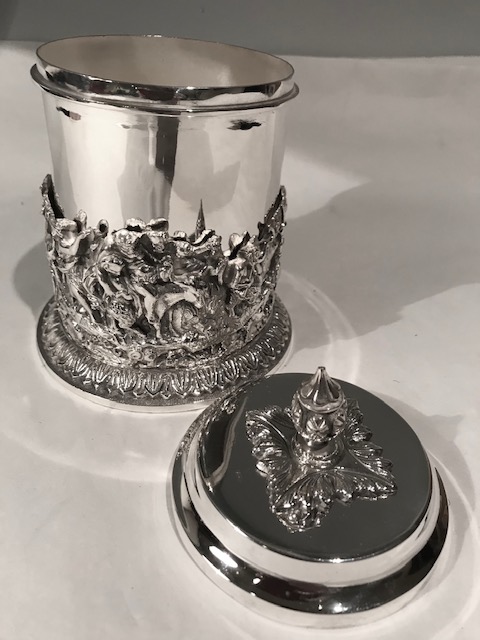 Antique Silver Plated Box with Applied Relief of a Farm Scene