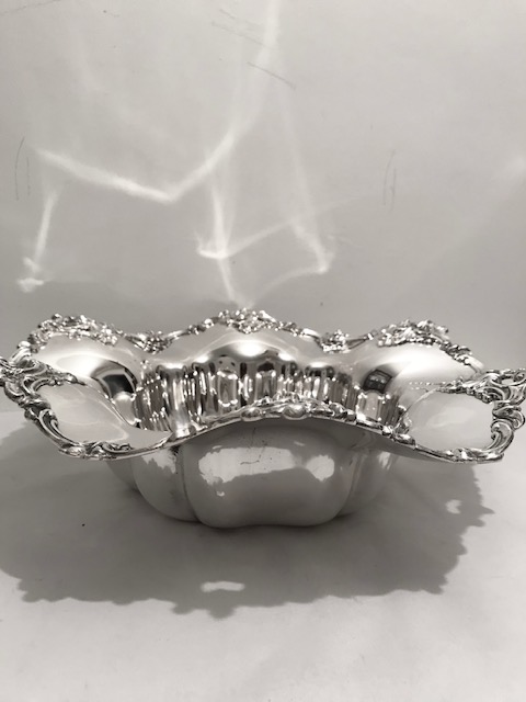 Victorian Silver Plated Bowl with Wavy Edged Wide Top