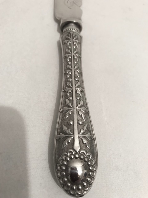 Antique Silver Plated Cake Knife in its Original Silk Lined Red Box