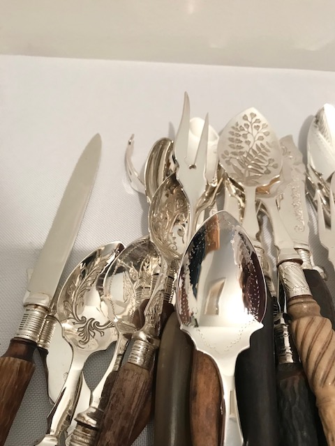 Selection of Real Antler Handled Cutlery with Silver Plated Servers