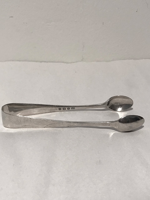 Vintage Pair of Solid Silver Sugar Tongs with Plain Bowls