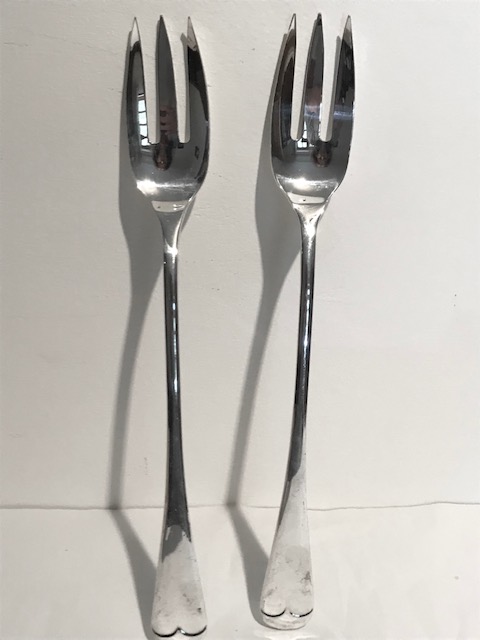 Pair of Antique Old English Pattern Silver Plated Serving Forks