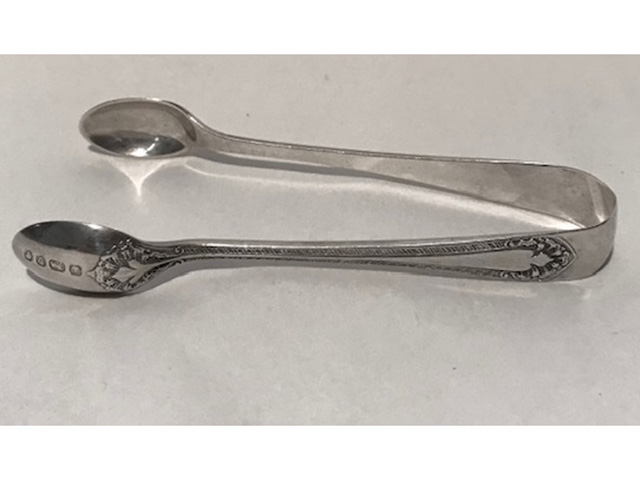 Pretty Pair of Henry Atkin Antique Solid Silver Sugar Tongs