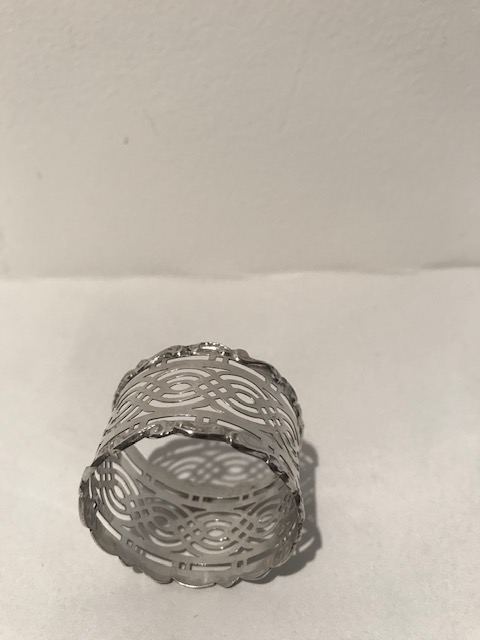 William Devenport Solid Silver Napkin Ring with Pierced Sides