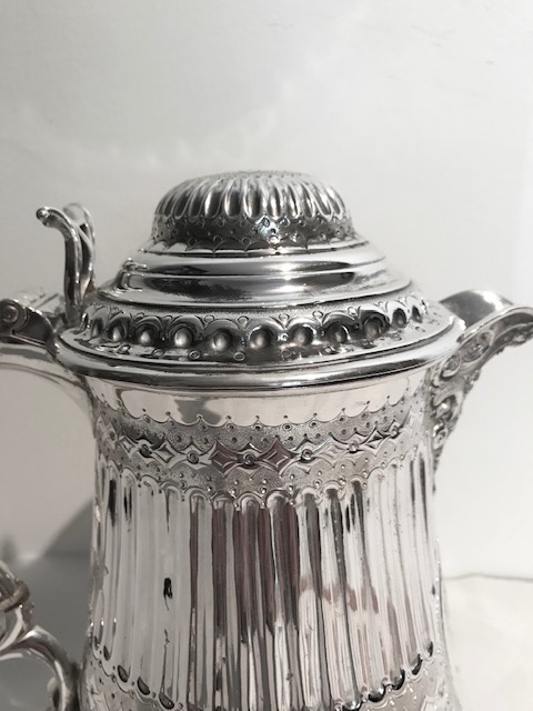 Large Victorian Antique Silver Plated Lidded Flagon or Tankard