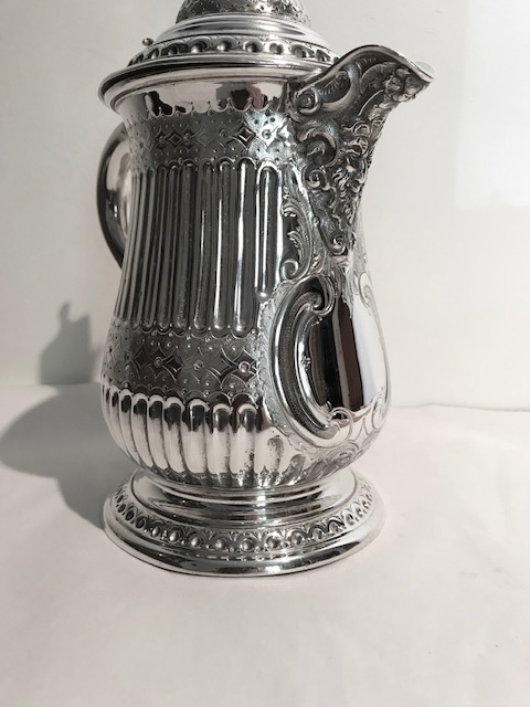 Large Victorian Antique Silver Plated Lidded Flagon or Tankard