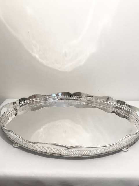 Vintage Silver Plated Large Oval Gallery Tray