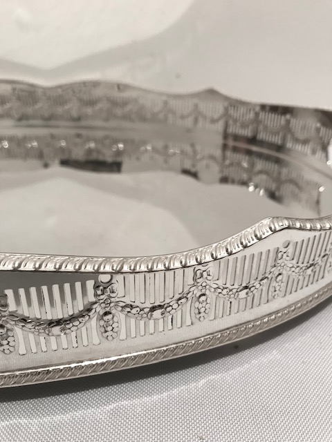 Vintage Oval Silver Plated Gallery Tray c.1940