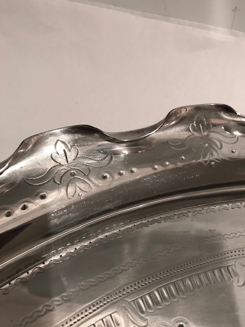 Oval Antique Silver Plated Tray with Curved Handles