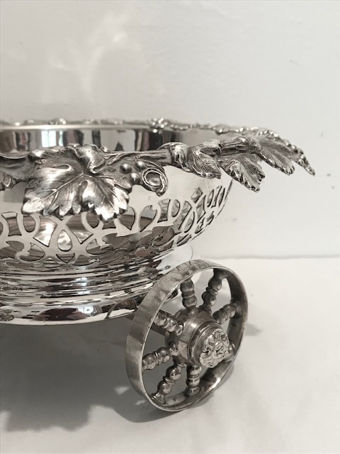Victorian Antique Silver Plated Decanter Coaster Wagon