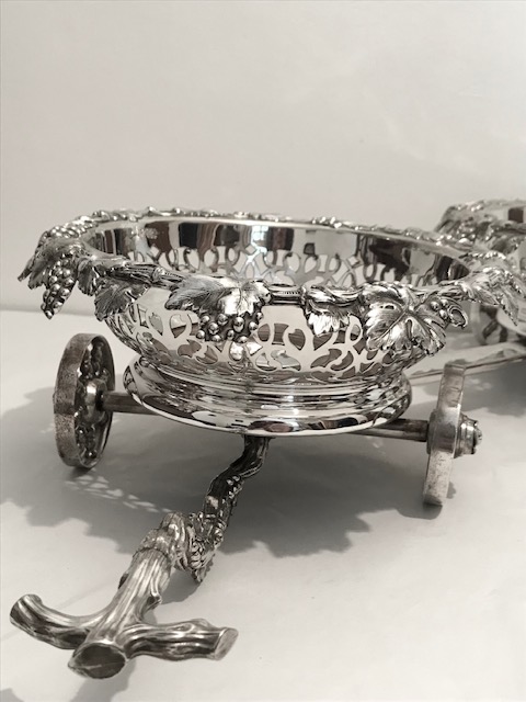 Victorian Antique Silver Plated Decanter Coaster Wagon
