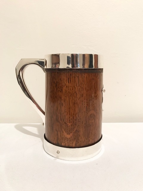 Smart Antique Silver Plated and Oak Pint Tankard