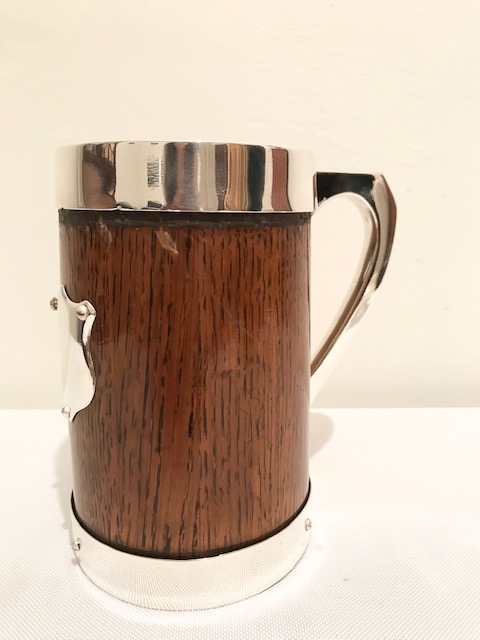 Smart Antique Silver Plated and Oak Pint Tankard