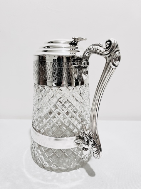 Antique Silver Plated and Cut Glass Lemonade Pimms Beer Jug