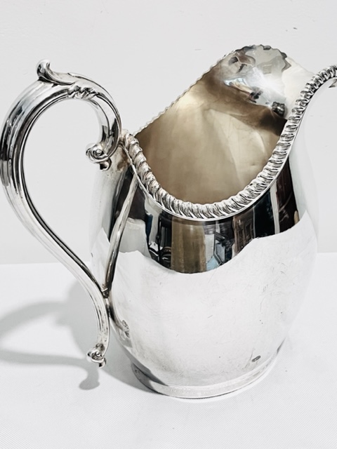 Vintage Silver Plated Plain Bulbous Body Water Pitcher or Jug