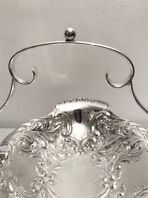 Late Victorian Oval Silver Plated Basket on a Crimped and Fluted Pedestal Base
