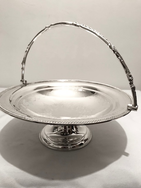 Antique William Mammatt & Sons Silver Plated Round Fruit Flower or Bread Basket with Ornate Swing Handle