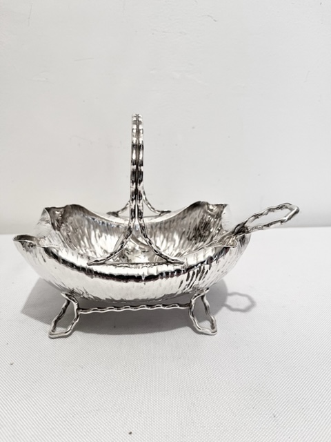 Victorian Silver Plated Rectangular Sugar Basket with Original Sugar Sifter