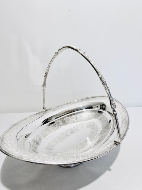 Oval Antique Silver Plated Cake or Fruit Basket