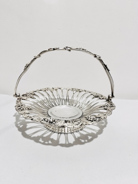 Small Antique Silver Plated Wirework Frame Basket