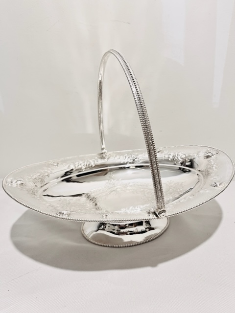 Handsome Antique Silver Plated Swing Handle Basket
