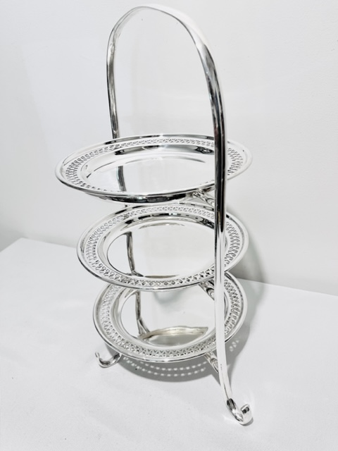 Vintage Silver Plated 3 Tier Cake Stand with Removable Plates