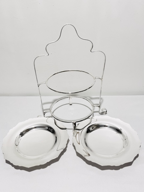 Silver Plated Vintage Two Tier Cake Stand with Two Removable Plates