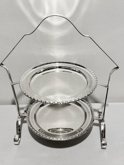 Silver Plated Two Tier Vintage Cake Stand with Removable Plates