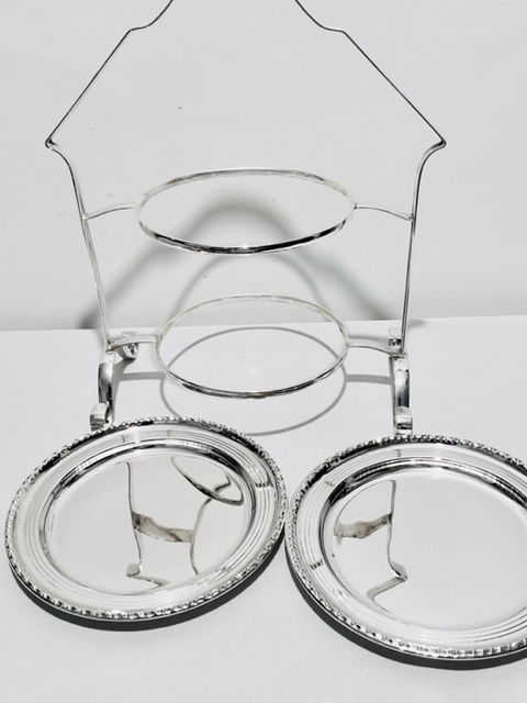 Silver Plated Two Tier Vintage Cake Stand with Removable Plates