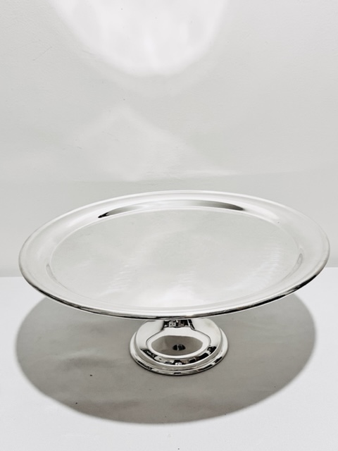 Vintage Silver Plated Cake Comport Stand Of Simple Plain Design